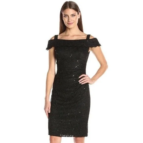 green emerald velvet dress R&M Richards Womens Sequined Mesh Evening Dress Black 16